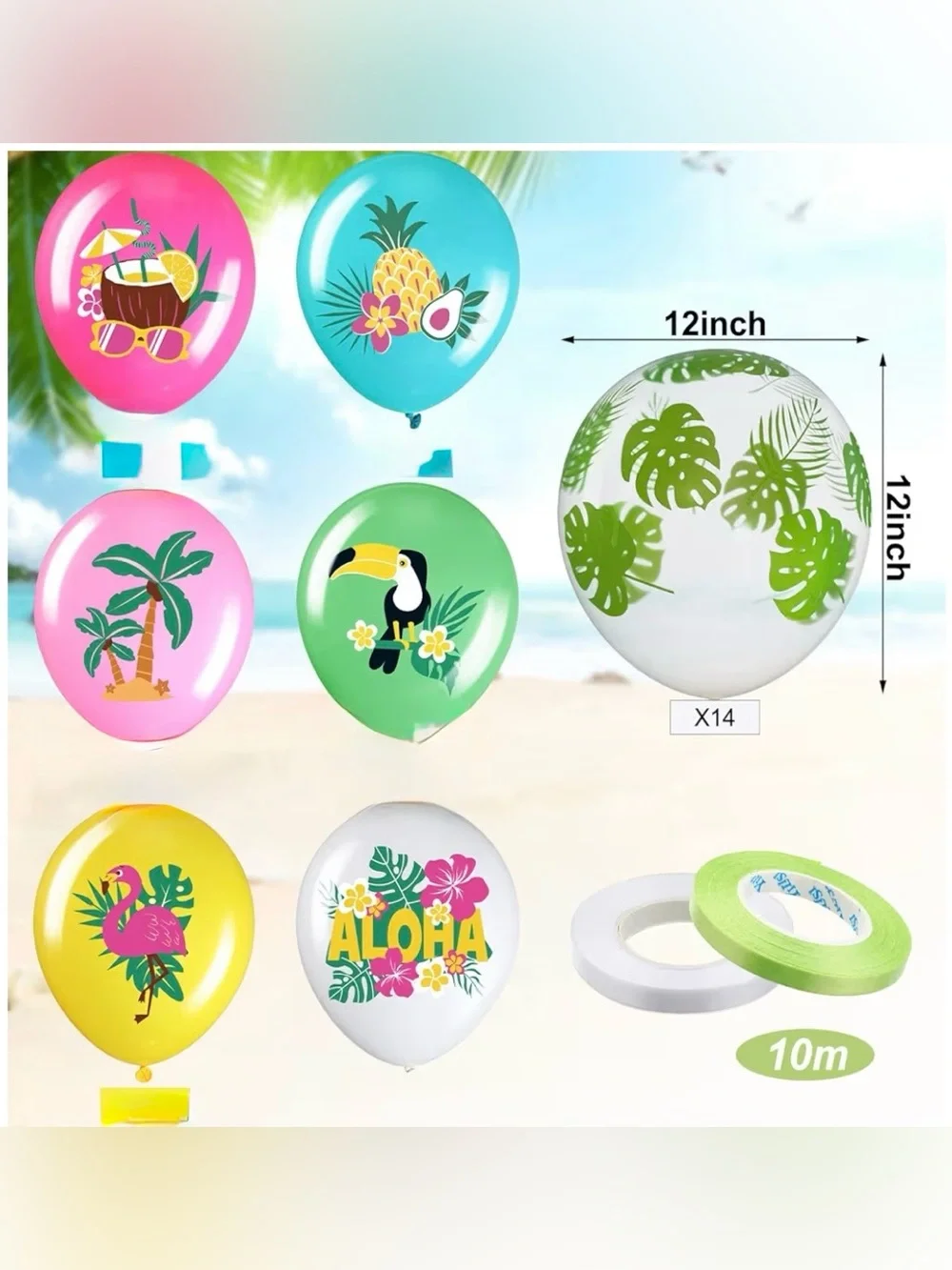 Aloha 🌺 🍍 🌴 Tropical Party Balloons - Multi Color